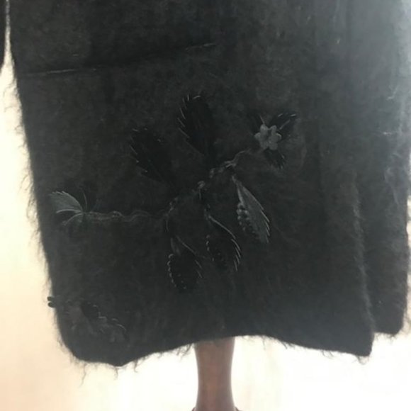 EUC Fendi Mohair Black Coat with Floral Appliqués - Picture 7 of 14